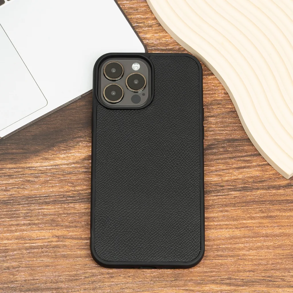 Ảnh Ốp lưng Iphone thủ công da epsom cao cấp- màu đơn sắc- viền TPU chống sốc Bụi Leather 3