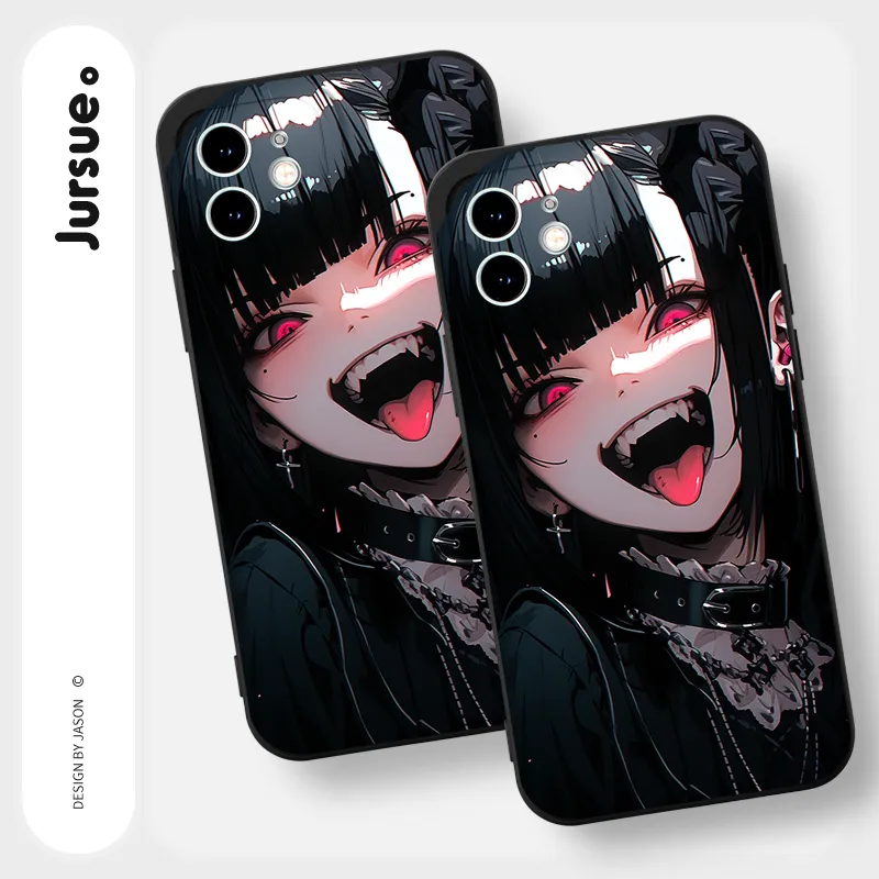 Ảnh Ốp lưng JURSUE mềm chống bẩn hoạt hình ngầu đen Cho iPhone 16 15 14 13 12 11 PRO MAX SE 2020 X XR XS ip 8 7 Plus Y4122 2