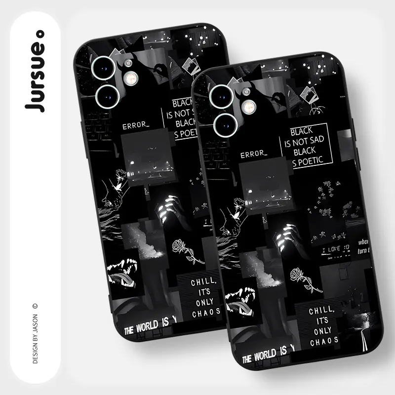Ảnh Ốp lưng JURSUE mềm chống bẩn hình độc lạ ngầu đen Cho iPhone 16 15 14 13 12 11 Pro Max SE 2020 X XR XS ip 8 7 Plus Y3338 2