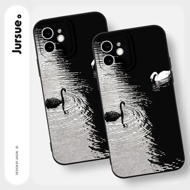 Ảnh Ốp lưng JURSUE mềm chống bẩn hình ngầu độc lạ đen Cho iPhone 16 15 14 13 12 11 Pro Max SE 2020 X XR XS ip 8 7 Plus Y2782 2