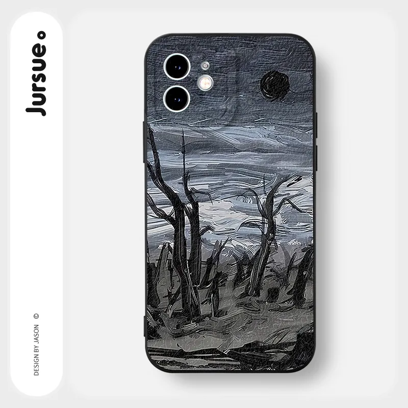 Ảnh Ốp lưng JURSUE mềm chống bẩn hình độc lạ ngầu đen Cho iPhone 16 15 14 13 12 11 Pro Max SE 2020 X XR XS ip 8 7 Plus Y3151 2