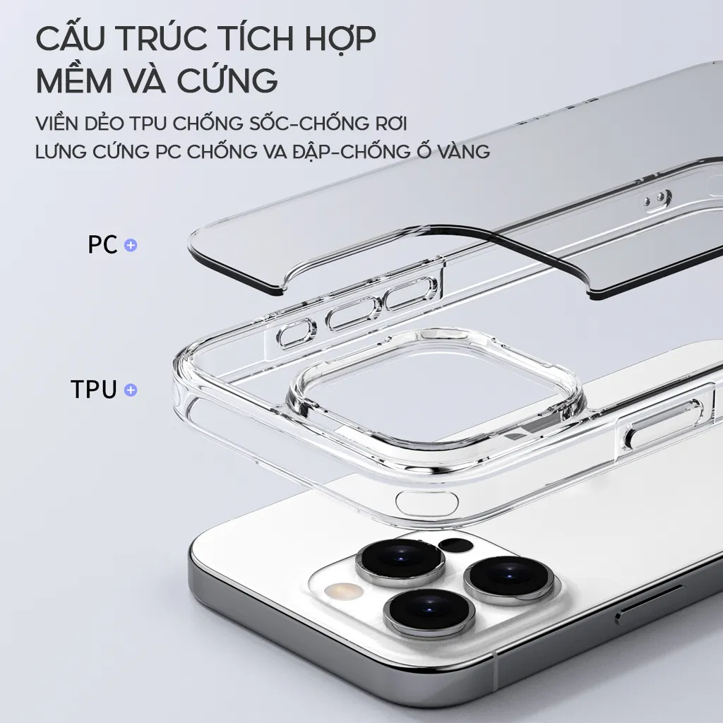 Ảnh Ốp Lưng Likgus Trong Suốt Viền TPU Chống Sốc Lưng PC Cứng Chống Ố Vàng Cho IP 11-16-Pro-Plus-Promax 3