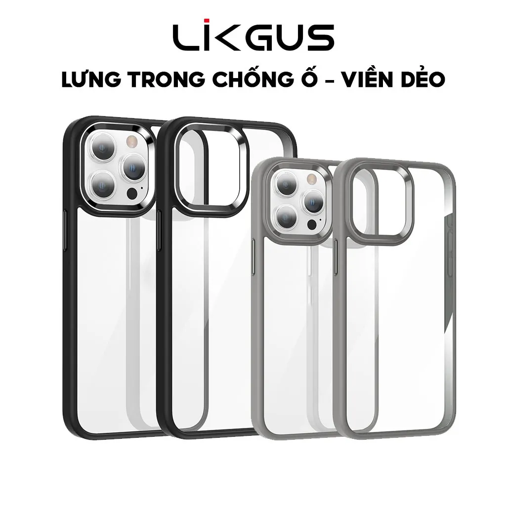 Ảnh Ốp Lưng Trong Cứng Likgus Chống Ố Vàng Dùng Cho IP 12-13-14-15-Pro-Plus-Promax - Viền Gờ Cam Kim Loại Siêu Đẹp 1