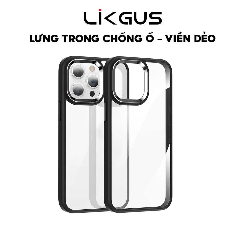 Ảnh Ốp Lưng Trong Cứng Likgus Chống Ố Vàng Dùng Cho IP 12-13-14-15-Pro-Plus-Promax - Viền Gờ Cam Kim Loại Siêu Đẹp 2