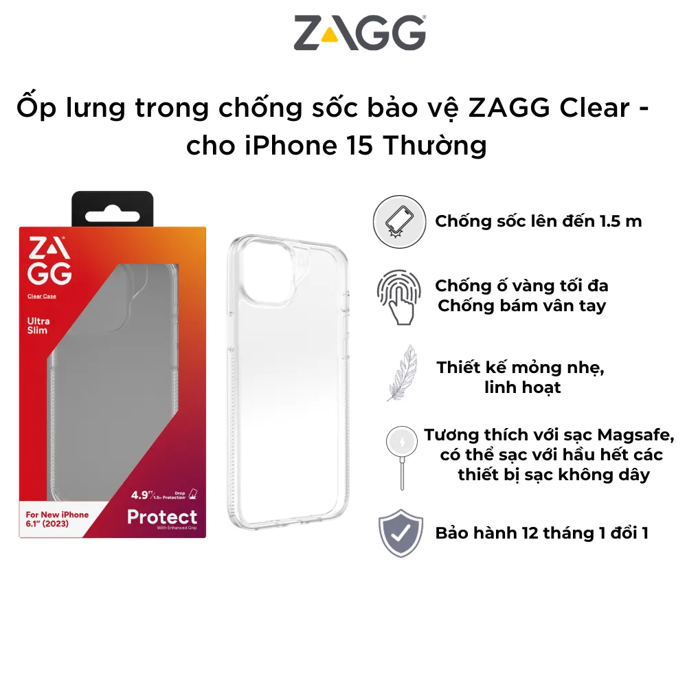 Ảnh Ốp lưng trong ZAGG Clear / Clear Magsafe / Smoky Magsafe chống sốc 1.5m 3