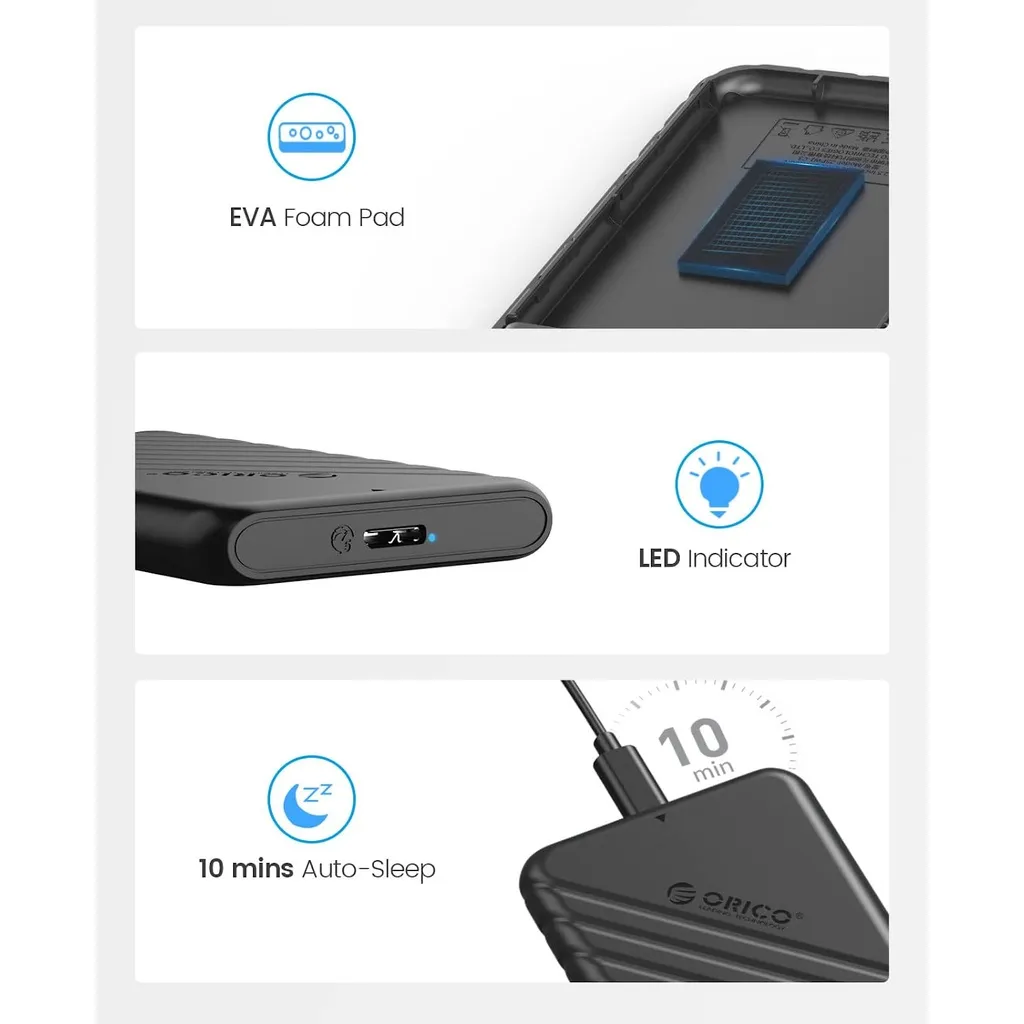 Ảnh Orico 2.5 HDD SSD Vỏ USB3.0 Vỏ lưu trữ ngoài SATA 5Gbps Hỗ trợ ổ cứng UASP (25PW1C) 3