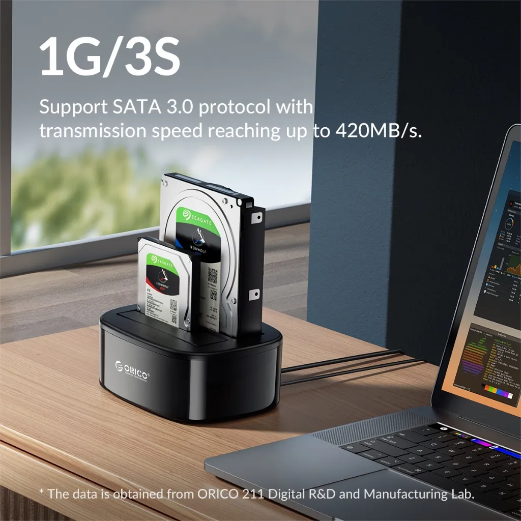 Ảnh Orico Clone Docking Station 2.5 3.5 Dual Bay SATA Sang USB 3.0 HDD Enclosure Tool Free Duplicator HDD Case 24TB cho Windows Mac OS (6228US3) 4