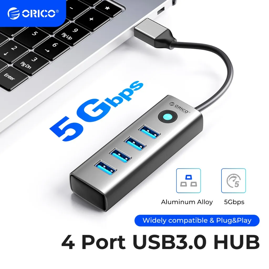 Ảnh Orico USB 3.0 Hub 4 Cổng Cắm Và Chạy Ổ Cắm Mini Bộ Chia USB 5Gbps Hub USB Tốc Độ Cao (PDD4U) 1