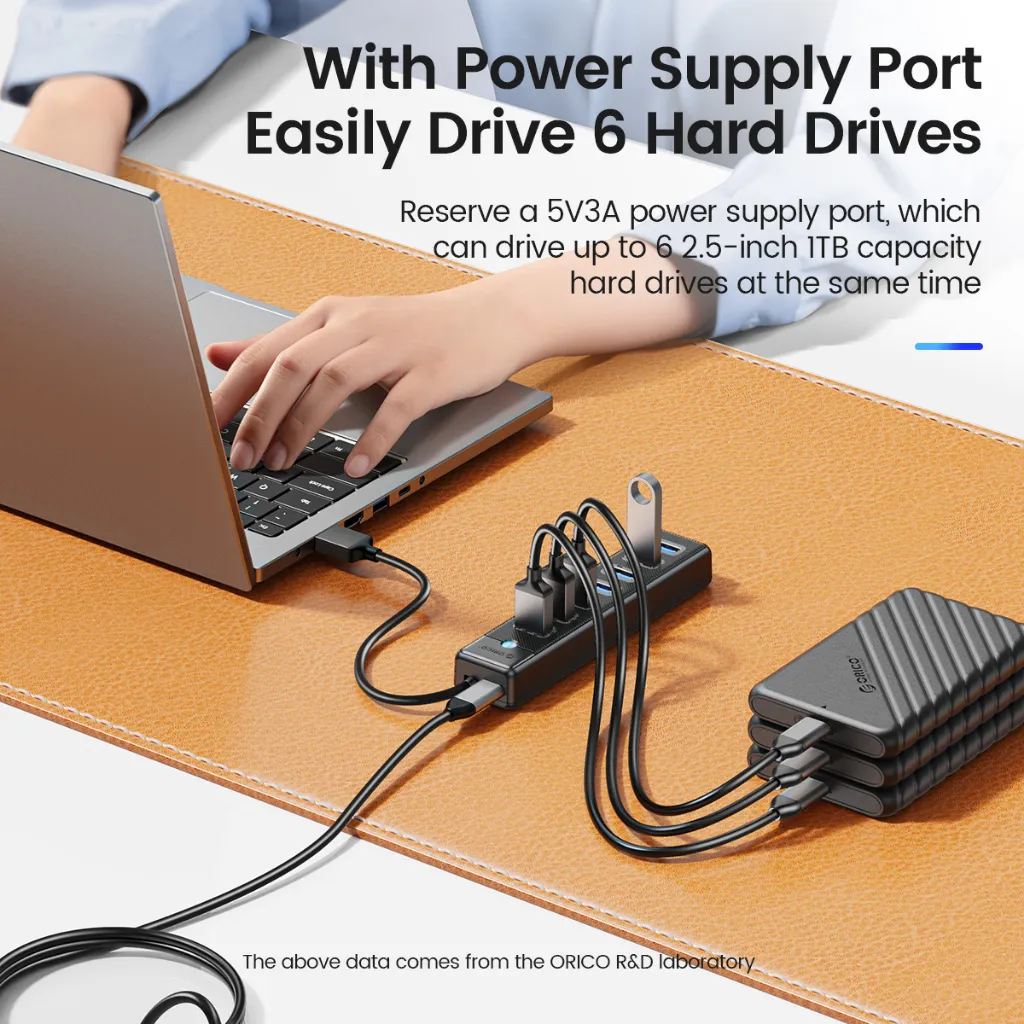 Ảnh Orico USB 3.0 HUBs Bộ chia HUB đa tốc độ cao 7 cổng Thiết bị sạc máy tính mở rộng (PW7U) 4