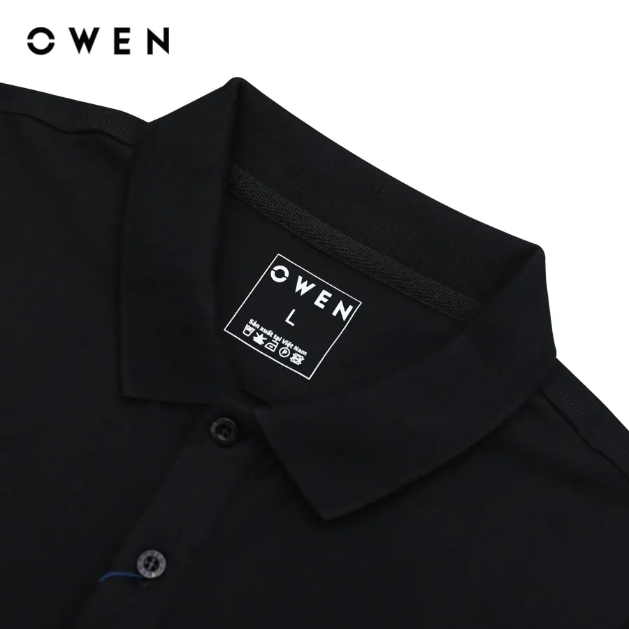 Ảnh OWEN - Áo polo ngắn tay Body Fit APV243795 màu Đen chất liệu CVC Spandex 2