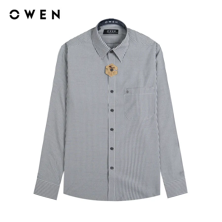 Ảnh OWEN - Áo sơ mi dài tay Regular Fit AR230213DT màu Ghi chất liệu Cafe T-Cool 1