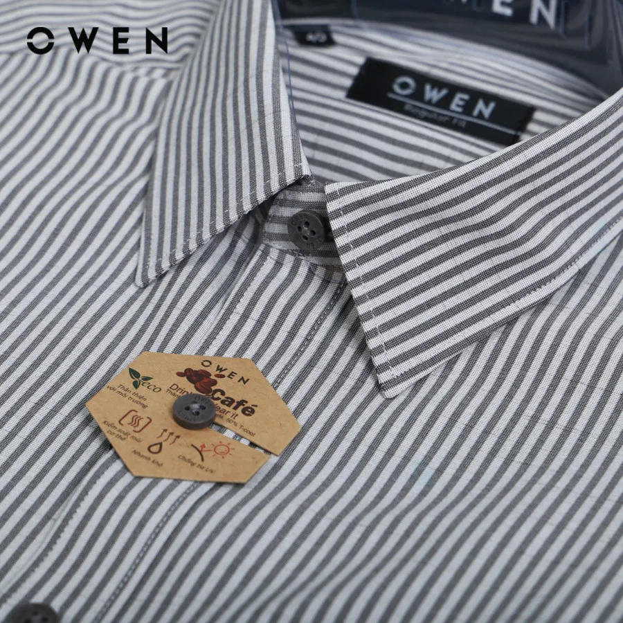 Ảnh OWEN - Áo sơ mi dài tay Regular Fit AR230213DT màu Ghi chất liệu Cafe T-Cool 2
