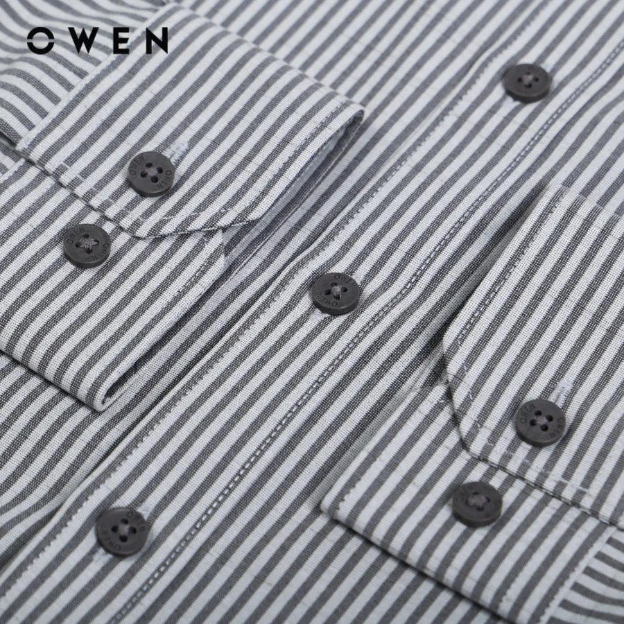 Ảnh OWEN - Áo sơ mi dài tay Regular Fit AR230213DT màu Ghi chất liệu Cafe T-Cool 3