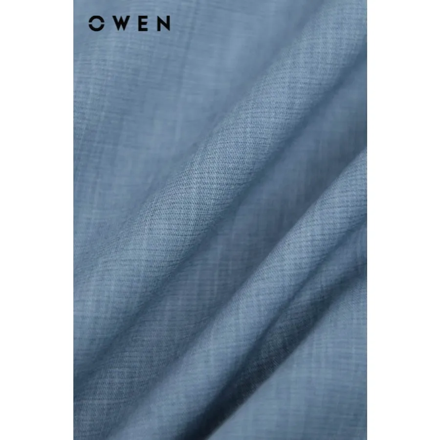 Ảnh OWEN - Áo sơ mi dài tay Regular Fit AR250088DT màu Xanh đậm chất liệu Polyester-Viscose-Spandex 3