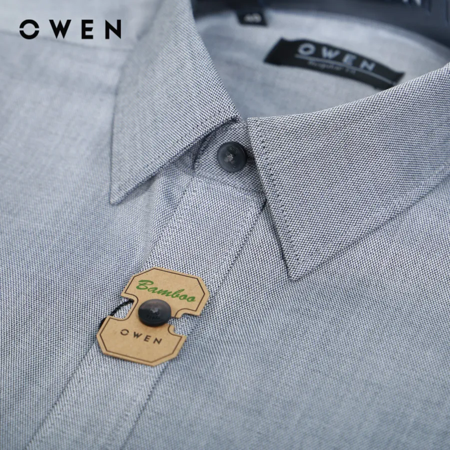 Ảnh OWEN - Áo sơ mi dài tay Regular Fit AR230218DT màu Ghi chất liệu Bamboo 1