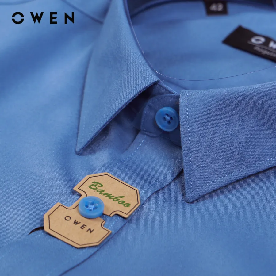 Ảnh OWEN - Áo sơ mi dài tay Regular Fit AR230359DT màu Xanh chất liệu Bamboo 3
