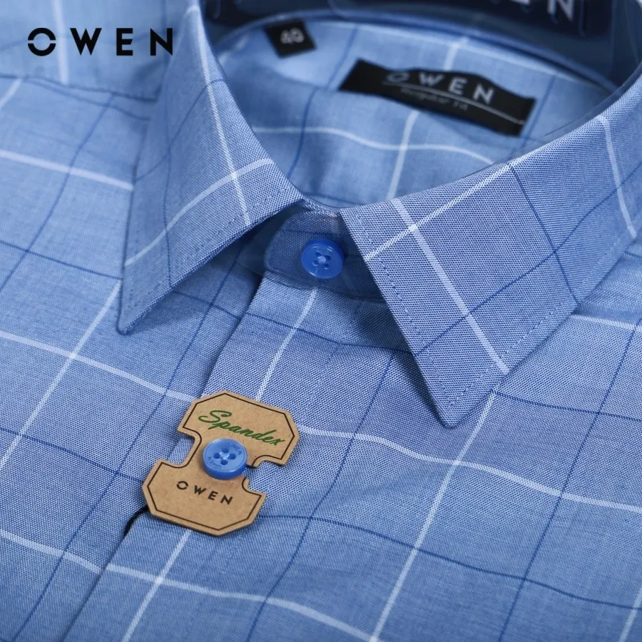 Ảnh OWEN - Áo sơ mi dài tay Regular Fit AR230206DT màu Xanh chất liệu Bamboo 2