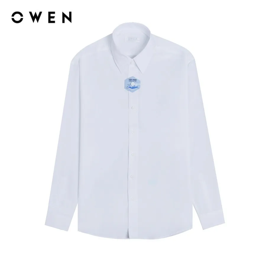 Ảnh OWEN - Áo sơ mi dài tay Slim Fit AS240302D màu Trắng chất liệu Polyester Nano 1
