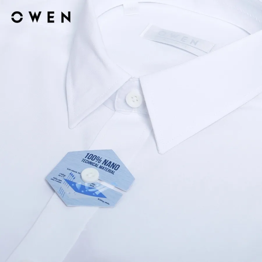 Ảnh OWEN - Áo sơ mi ngắn tay Body Fit AB240303NT màu Trắng chất liệu Polyester Nano 2