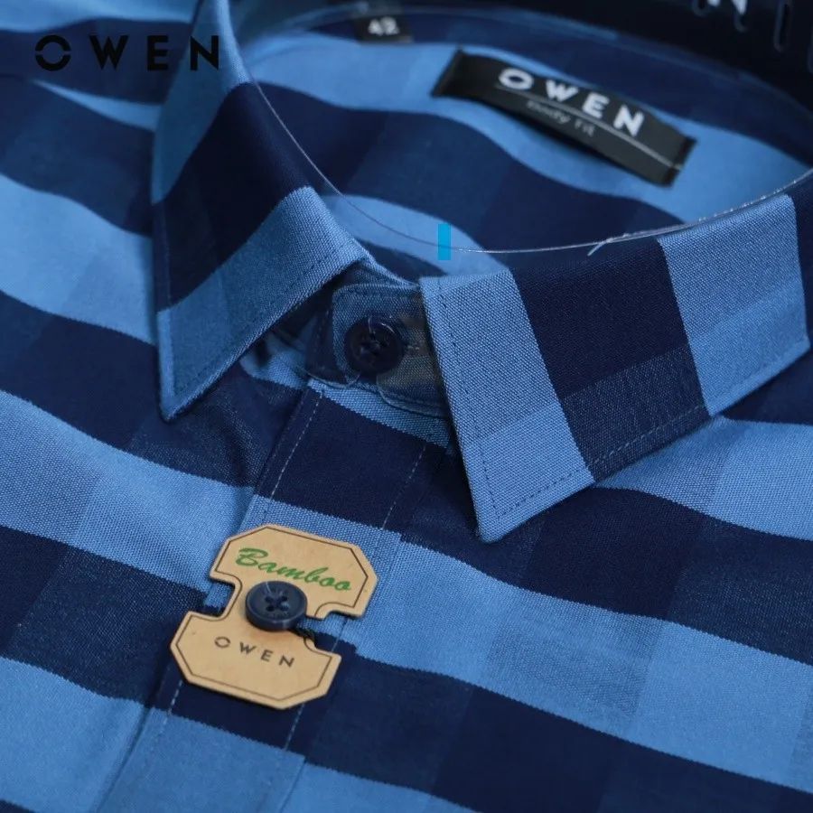 Ảnh OWEN - Áo sơ mi ngắn tay Body Fit AB230032NT màu Navy chất liệu Bamboo 2