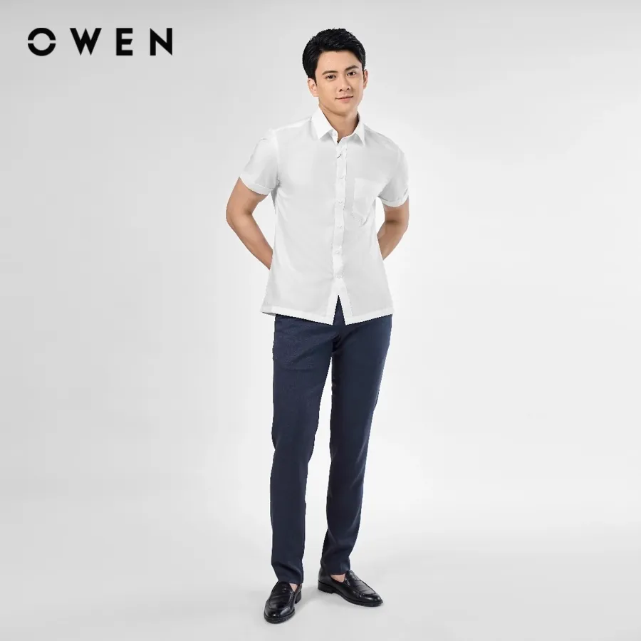 Ảnh OWEN - Áo sơ mi ngắn tay Body Fit AB240319NT màu Trắng chất liệu Polyester -Spandex 2