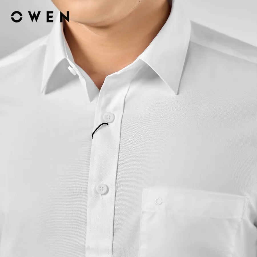 Ảnh OWEN - Áo sơ mi ngắn tay Body Fit AB240319NT màu Trắng chất liệu Polyester -Spandex 4