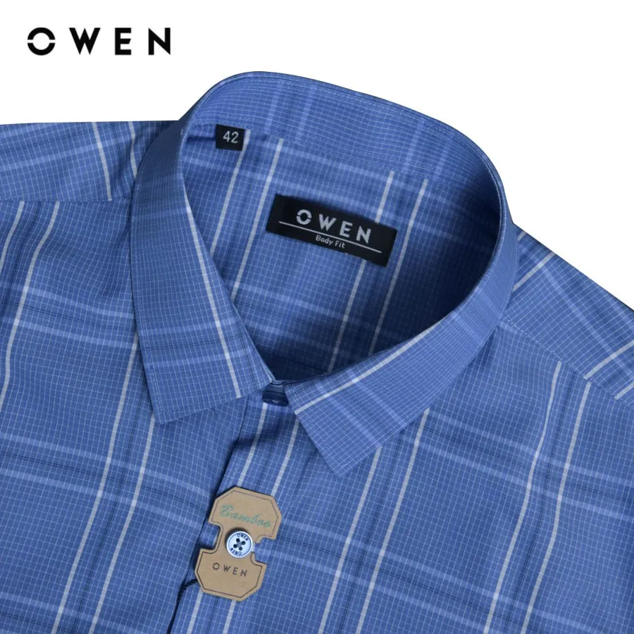 Ảnh OWEN - Áo sơ mi ngắn tay Body Fit AB250064NT màu Xanh dương chất liệu Viscose-Polyester 1