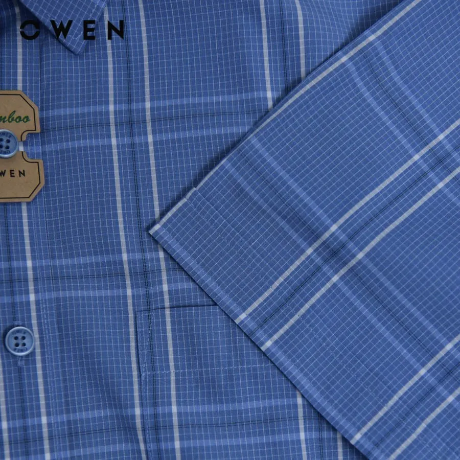 Ảnh OWEN - Áo sơ mi ngắn tay Body Fit AB250064NT màu Xanh dương chất liệu Viscose-Polyester 2