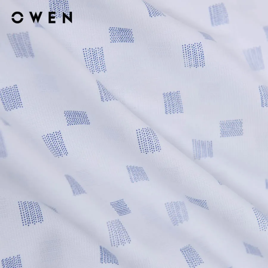 Ảnh OWEN - Áo sơ mi ngắn tay Body Fit AB250035NT màu Trắng chất liệu Viscose-Polyester-Spandex 1
