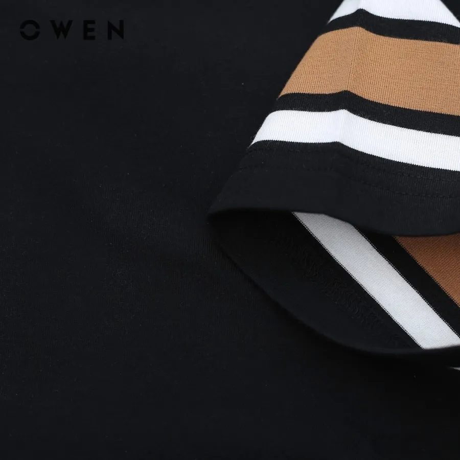 Ảnh OWEN - Áo Tshirt ngắn tay Body Fit TSN231459 màu Đen chất liệu CVC Spandex 1