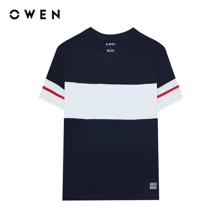 Ảnh OWEN - Áo Tshirt ngắn tay Body Fit TSN231456 màu Navy chất liệu CVC Spandex 1