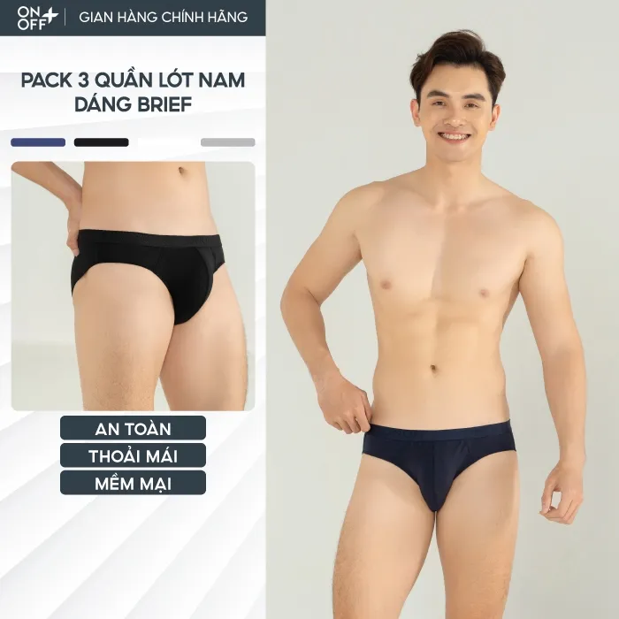 Ảnh Pack tiện lợi 3 quần lót nam brief ONOFF cotton Mỹ thấm hút mồ hôi - 18UQ24A316 1