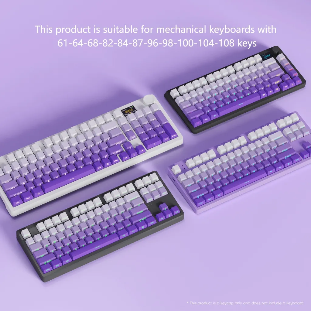 Ảnh Pbt Keycap 136 Phím OEM Chiều Cao Khắc Bên Màu Gradient keycaps Cho Bàn Phím Cơ 1