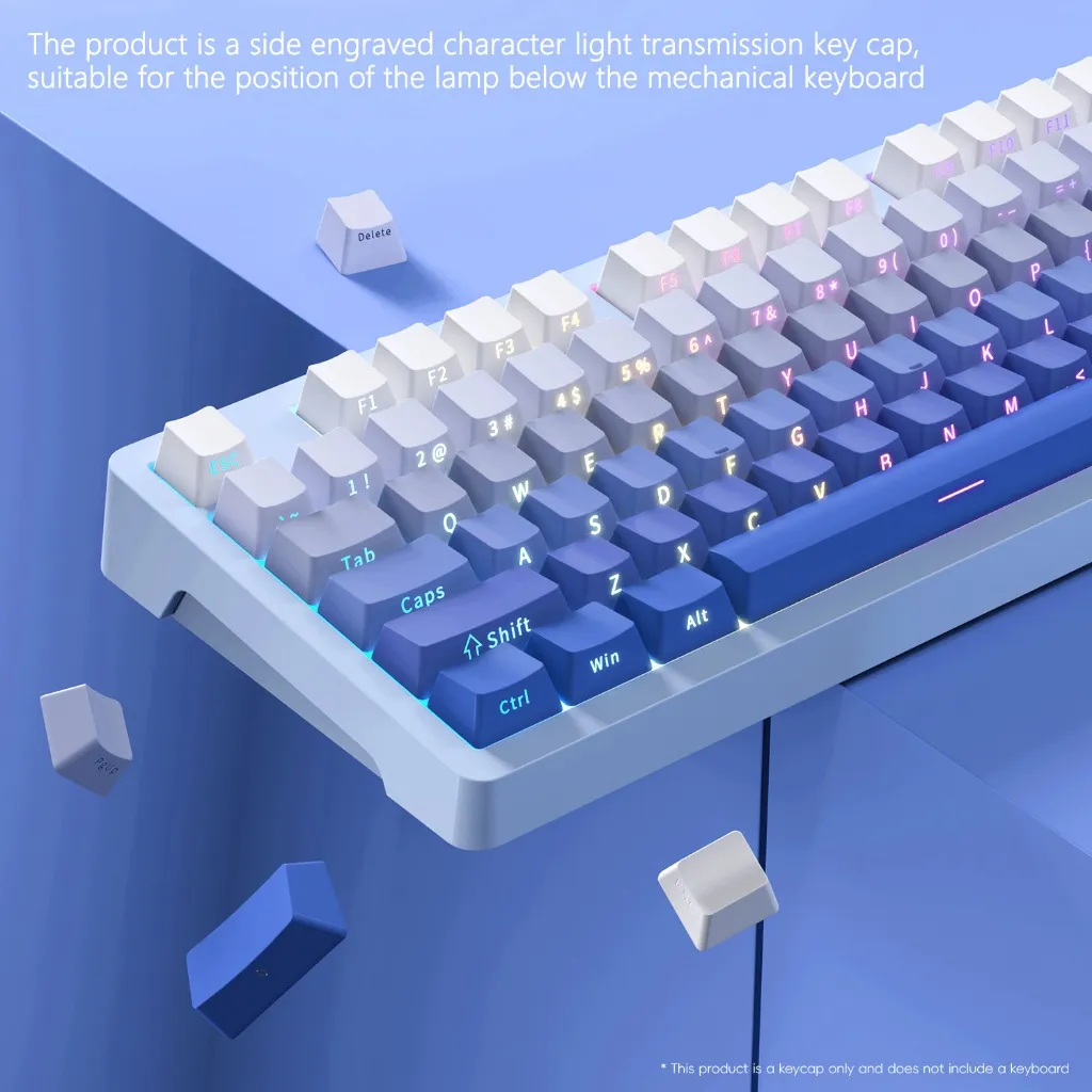 Ảnh Pbt Keycap 136 Phím OEM Chiều Cao Khắc Bên Màu Gradient keycaps Cho Bàn Phím Cơ 2