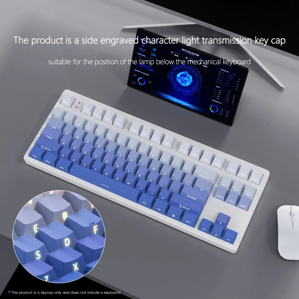 Ảnh Pbt Keycap 136 Phím OEM Chiều Cao Khắc Bên Màu Gradient keycaps Cho Bàn Phím Cơ 3