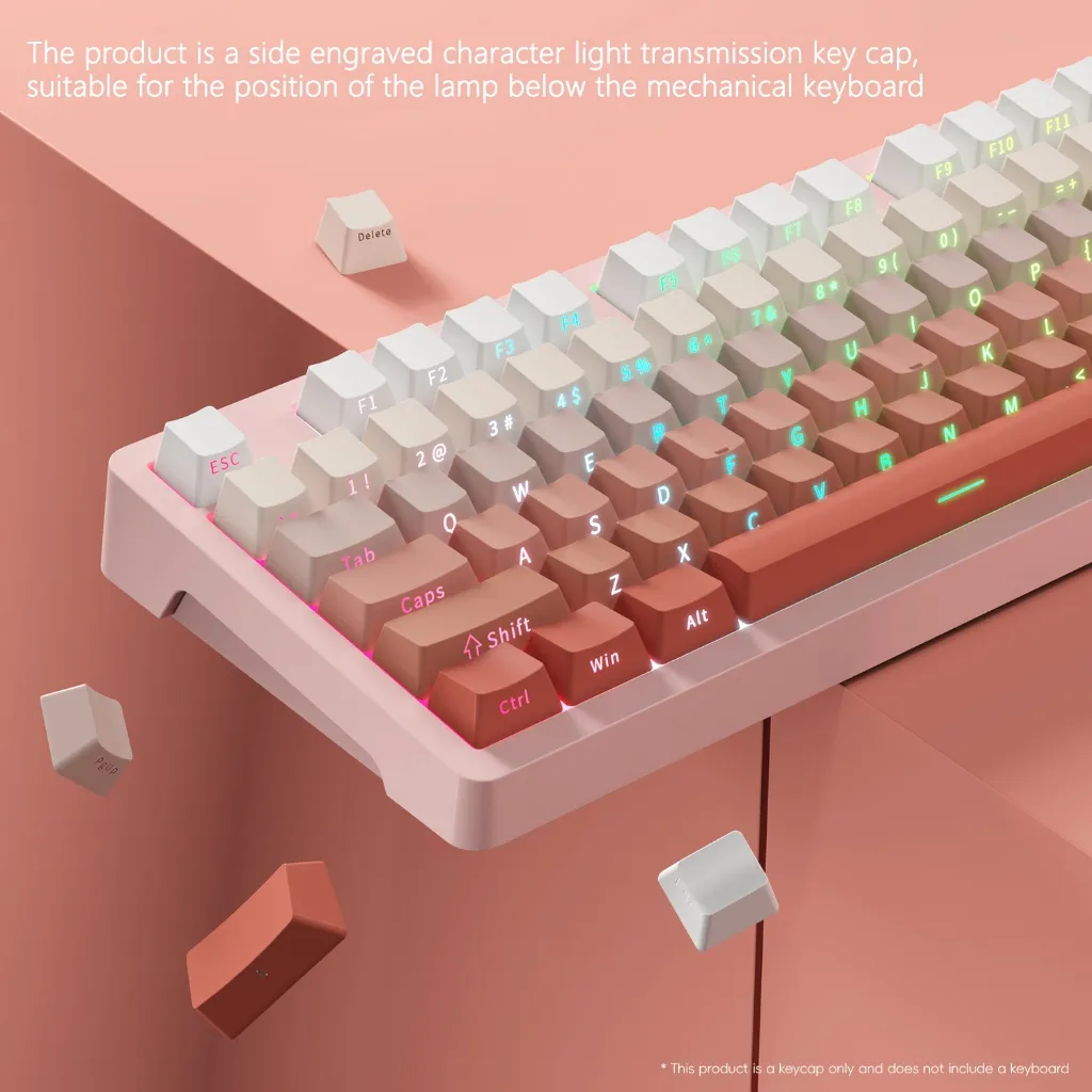 Ảnh Pbt Keycap 136 Phím OEM Chiều Cao Khắc Bên Màu Gradient keycaps Cho Bàn Phím Cơ 4