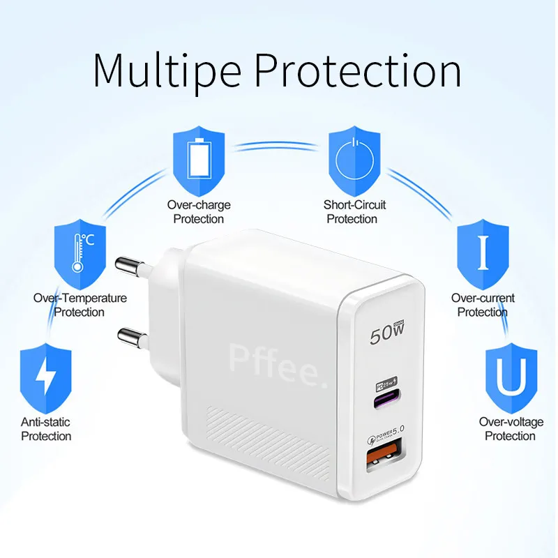 Ảnh Pffee 120W 67W USB C + QC5.0 Sạc Nhanh Loại C Cắm PD Adapter Du Lịch Sạc USB 3