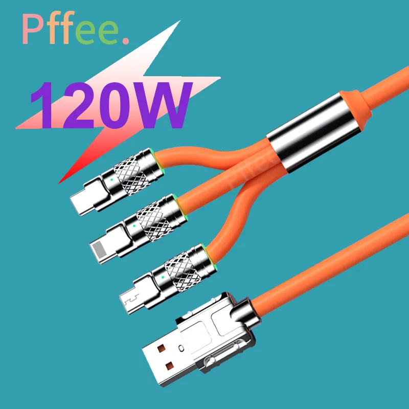Ảnh Pffee Dây Cáp Sạc Nhanh USB Loại C 3 Trong 1 6A 120W 1