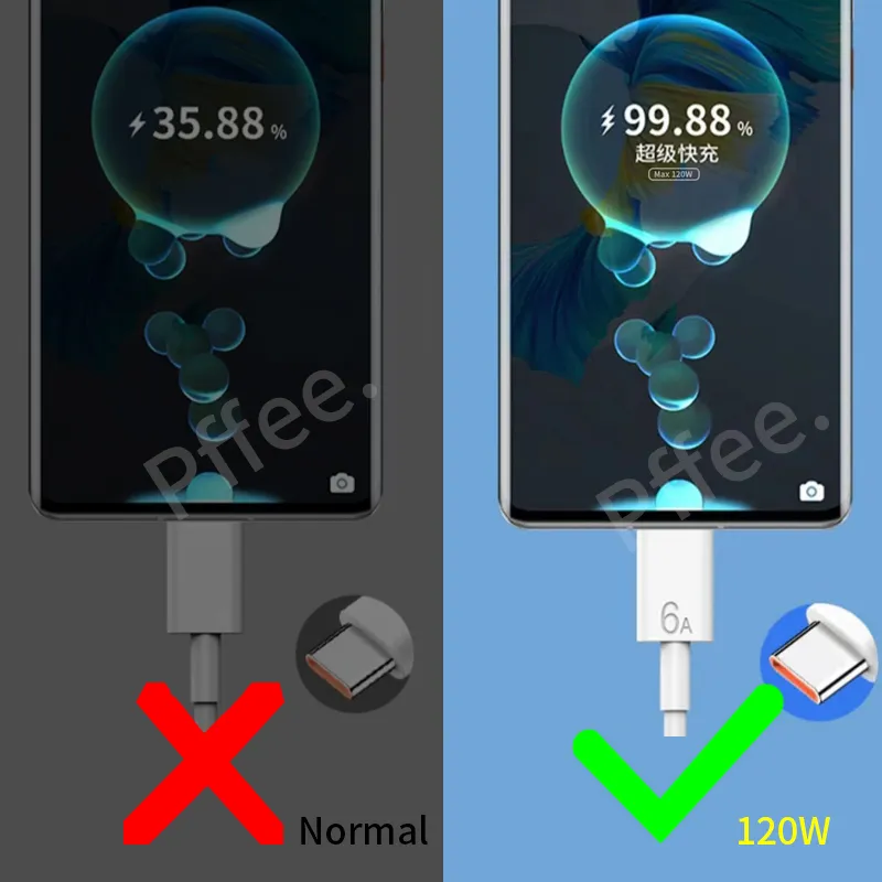 Ảnh Pffee Dây Cáp Sạc Nhanh USB Type C 120W 6A Chuyên Dụng Cho Huawei Xiaomi 3