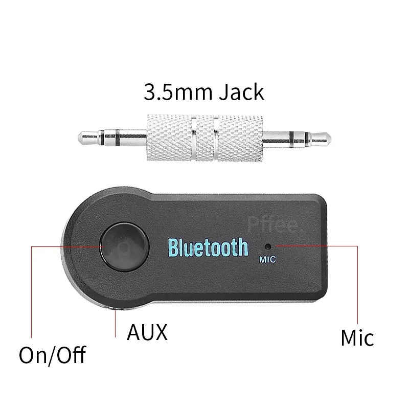 Ảnh Pffee Thiết Bị Nhận Tín Hiệu Âm Thanh bluetooth Không Dây jack Cắm 3.5mm Cho Điện Thoại / Loa Xe Hơi 4