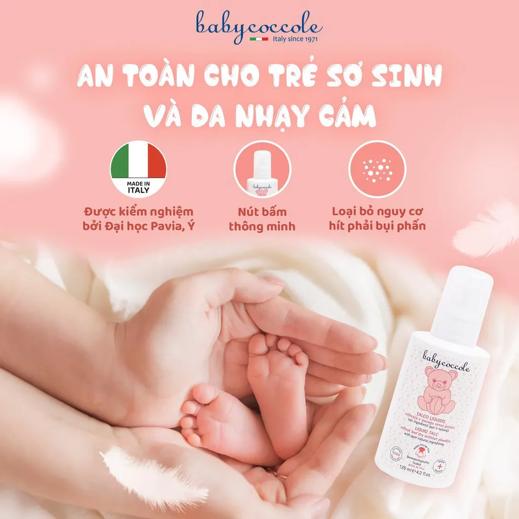 Ảnh Phấn rôm Babycoccole 0M+ cho bé an toàn cho trẻ sơ sinh dạng nước chiết xuất tinh bột bắp 125ml 2