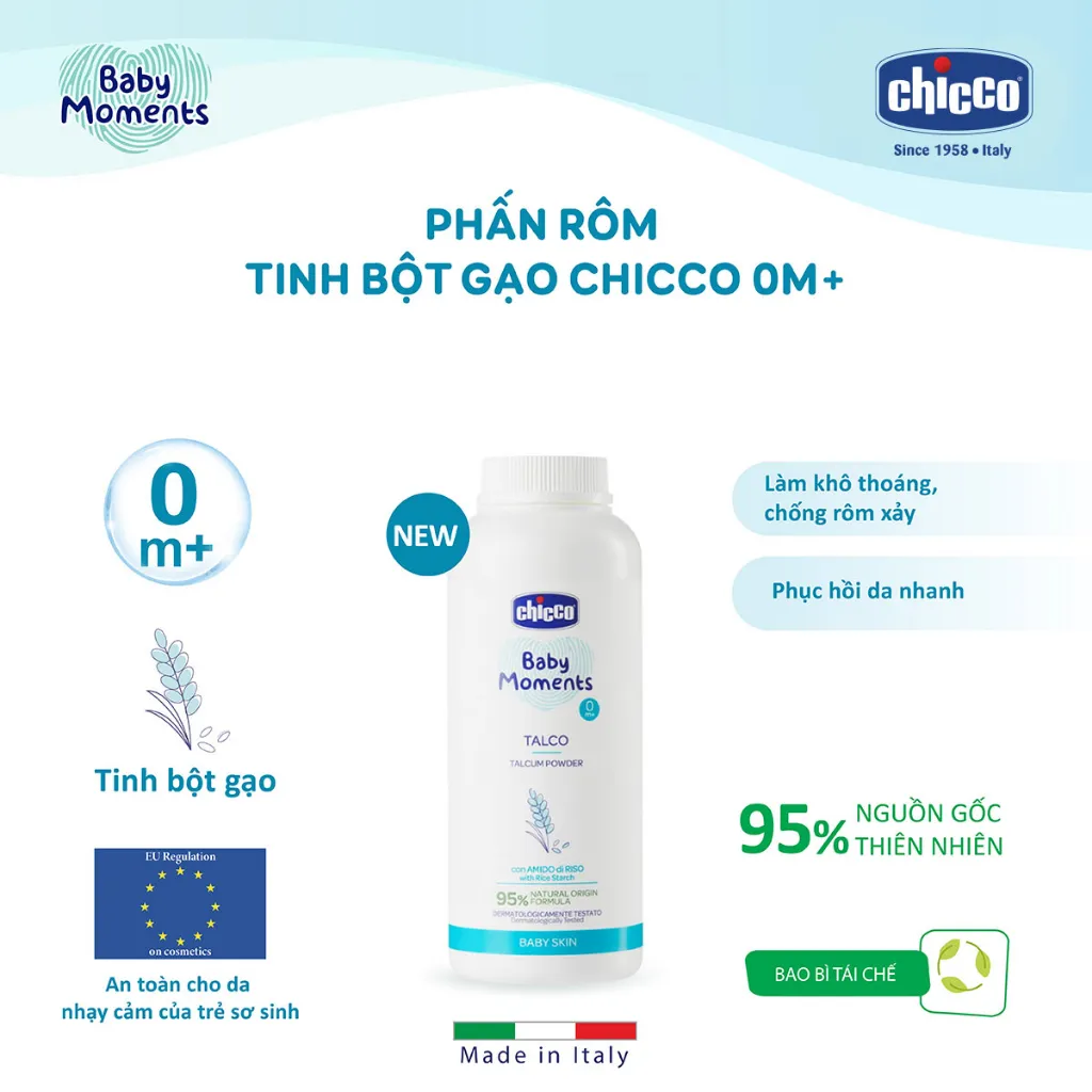 Ảnh Phấn rôm tinh bột gạo Chicco 0M+ 150g 4