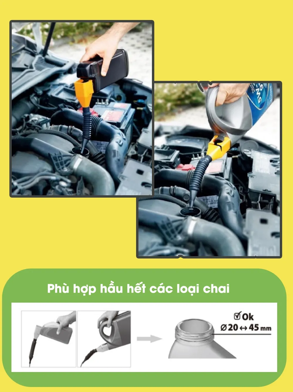 Ảnh Phễu rót dầu nhớt, đổ xăng, nước làm mát, nhiên liệu cho ô tô - Phụ kiện ô tô Tâm Luân 2