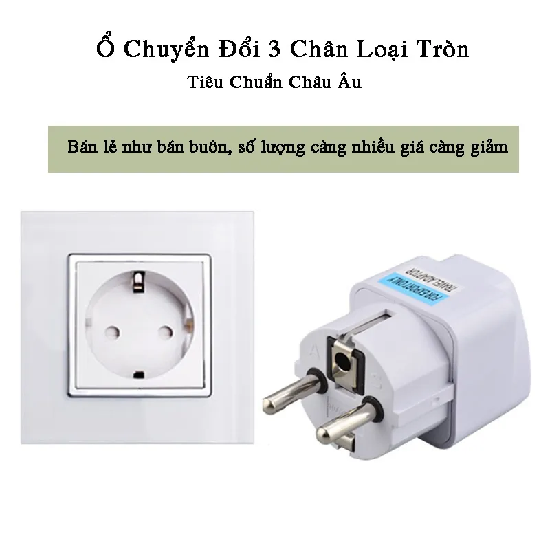 Ảnh Phích Cắm Điện Chuyển Đổi Từ 3 Chân Sang 2 Chân HOKU An Toàn Chịu Nhiệt Độ Cao 220V Loại Tròn PCD02 1