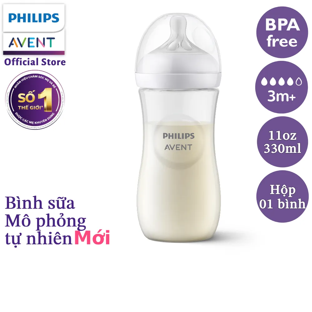 Ảnh Philips Avent Bình sữa mô phỏng tự nhiên 330ml mới (núm ty phản ứng tự nhiên) SCY906/01 1