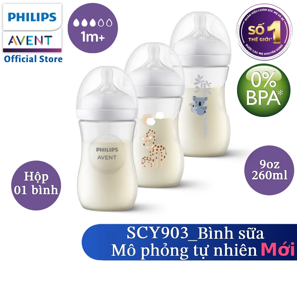 Ảnh Philips Avent Bình sữa mô phỏng tự nhiên 260ml mới SCY903/01 SCY903/66 SCY903/67 1