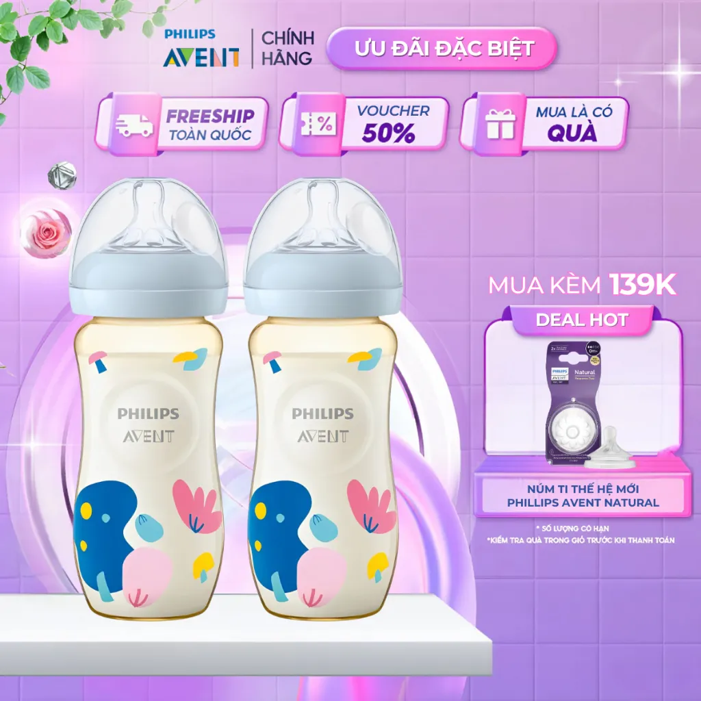 Review Bộ 2 Bình Sữa Philips Avent PPSU Chống Đầy Hơi, Mô Phỏng Tự Nhiên Cho Bé Sơ Sinh