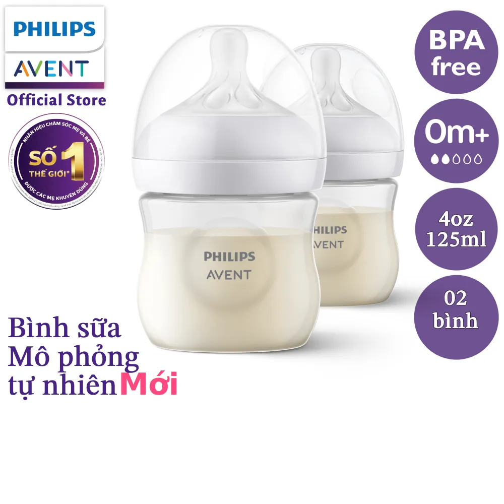 Ảnh Philips Avent Hộp 02 Bình sữa mô phỏng tự nhiên 125ml mới (núm ty phản ứng tự nhiên) SCY900/02 1