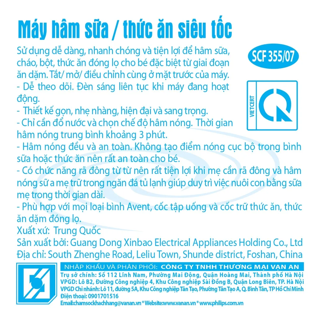 Ảnh Philips Avent Máy hâm sữa và thức ăn siêu tốc SCF355/09 3