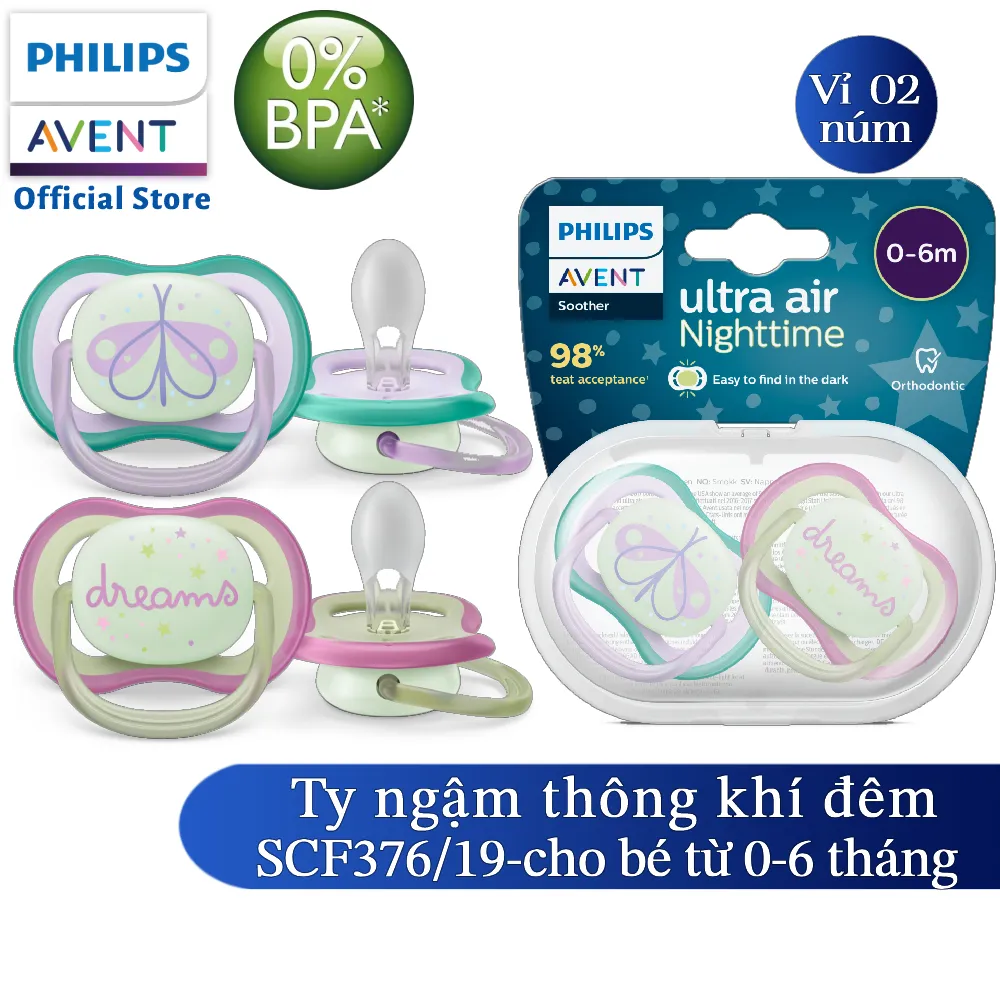 Ảnh Philips Avent núm ty ngậm ban đêm, vỉ đôi SCF376/10 SCF376/18 SCF376/19 SCF376/21 SCF376/13 4